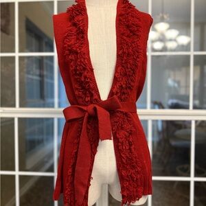 OneA Burgundy Fringe Sweater Vest – Size Large
